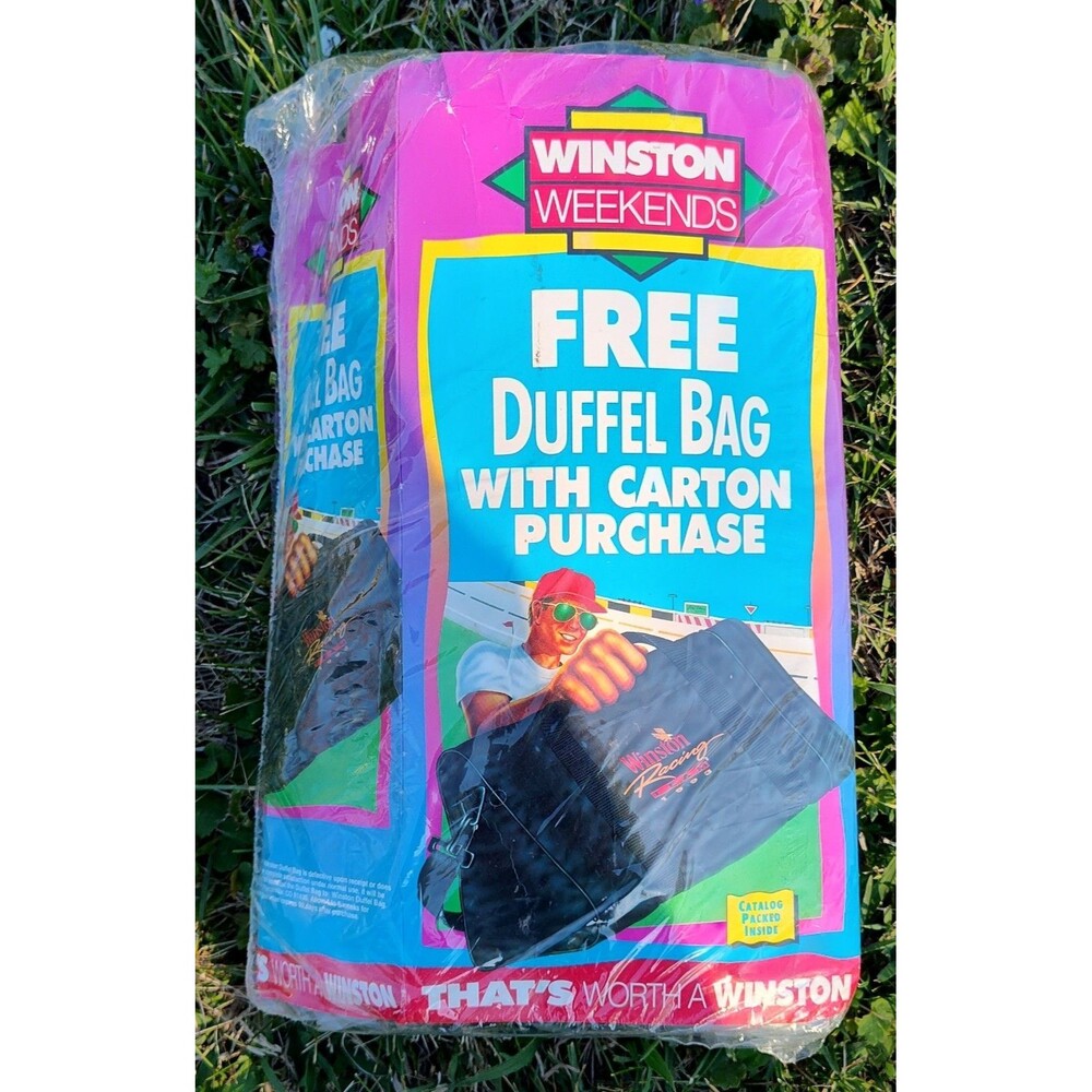 NEW Vintage 90s Winston Racing Team Black 14 X 10 Duffel Gym Travel Bag NASCAR